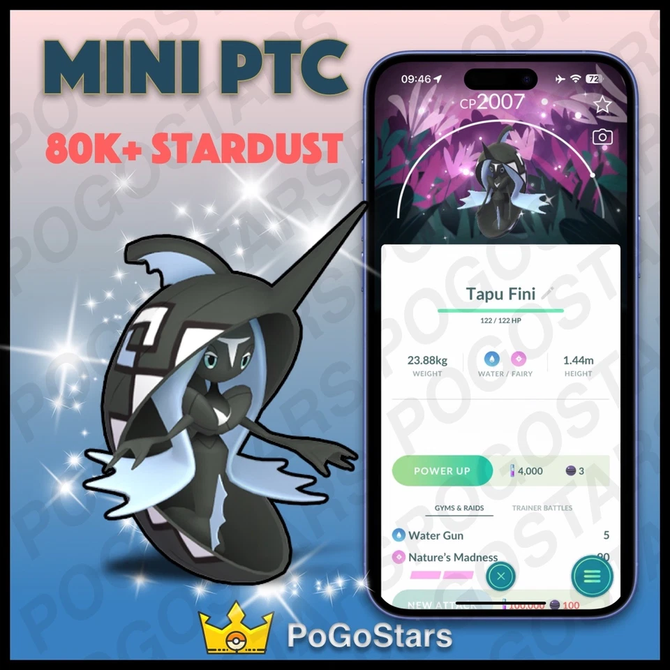 Pokémon PTC Go - Shiny Tapu Fini - Global Wild Area✨Special Background✨ - Image 1 of 1