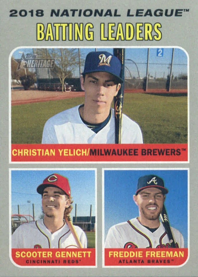 2019 Topps Heritage #61 Christian Yelich Freddie Freeman Scooter Gennett LL - Image 1 of 1