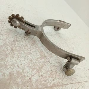 Vaquero occidental grabado vintage Crockett espuelas individuales acero inoxidable marcado - Imagen 1 de 9