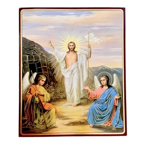 9.5” Russian Orthodox Icon of Resurrection Jesus Christ MDF Wood Wall Icon 24cm - Picture 1 of 10