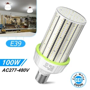 100W 480V Led Corn Cob Light Bulb E39 Base Garage Warehouse High Bay Parking Lot - Picture 1 of 13