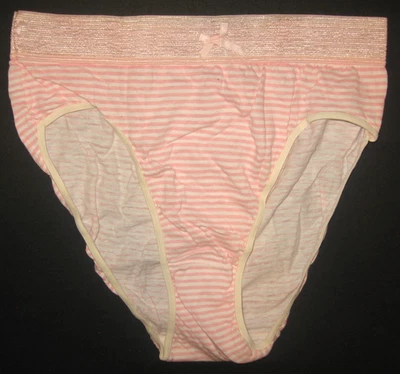 NOS VtG 90s White Pink Striped Cotton STUDIO Gitano High-Cut Panties 8 Hong Kong - Image 1 of 4