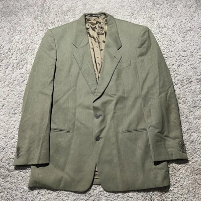 Jaqueta Georgio Armani Le Collezioni Neiman Marcus Blazer Lã Verde Listrado Anos 80 - Imagem 1 de 4