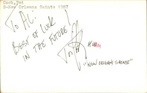 Toi Cook Signed 3x5 Index Card Cut Saints 49ers Panthers Autograph Den - Picture 1 of 1