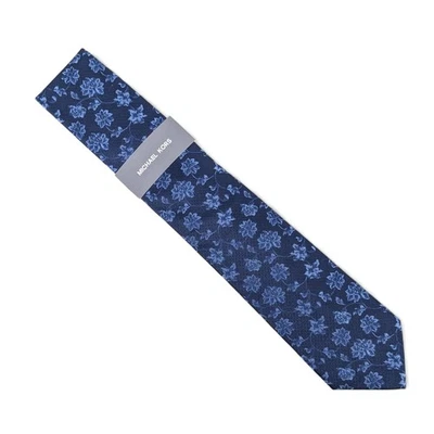 Corbata Michael Kors Para Hombre Gegan Estampado Floral Clásica 3" Mezcla Seda Azul Marino Foto 1 de 4
