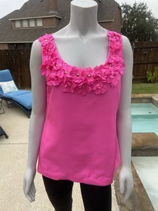 Kate Spade New York 100% Silk Pink Sleeveless Ruffle Top Rosettes M Medium - Picture 1 of 7