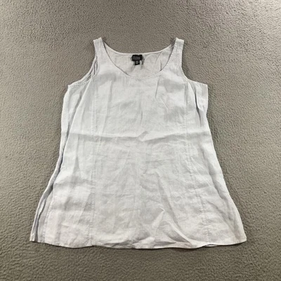 Camiseta sin mangas Eileen Fisher para mujer gris claro medio 100 % lino irlandés sin mangas Foto 1 de 4
