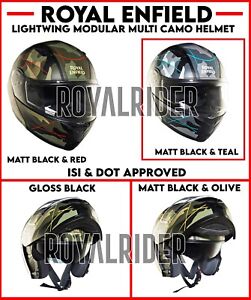 Royal Enfield LIGHTWING MODULAR MULTI CAMO HELMET -Black & Red - Black & Teal