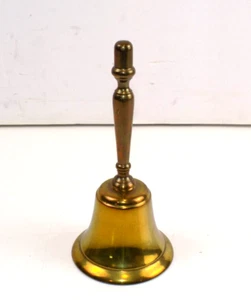 Vintage Solid Brass Heavy Hand Held Teacher School Bell 6" Tall NICE TONE! - Picture 1 of 12