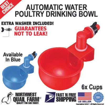 Chicken Automatic Watering Cups 6PCS Drinker Waterer for Duck Quail Hen Poultry - Image 1 of 2