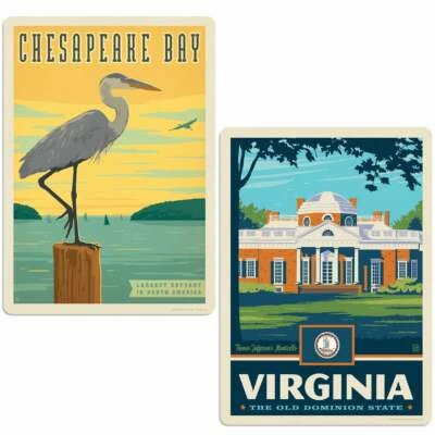 Chesapeake Bay Virginia Sticker Set of 2 Vintage-Style Suitcase Decals - Image 1 of 2