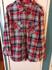Open Trails Flannel Plaid Button Up. XL. Rea and Navy.