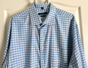 Synrgy Performance Stretch Langarm Knopfleiste vorne blau kariert 18,5 35/36 - Bild 1 von 4