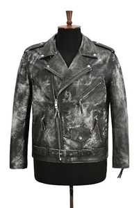 Chaqueta de cuero para hombre BRANDO LIVE TO RIDE estilo motociclista motocicleta cuero vaca - Imagen 1 de 5