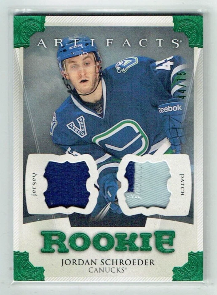 13-14 UD Upper Deck Artifacts  Jordan Schroeder  /75  Rookie  Jersey--Patch - Image 1 of 1