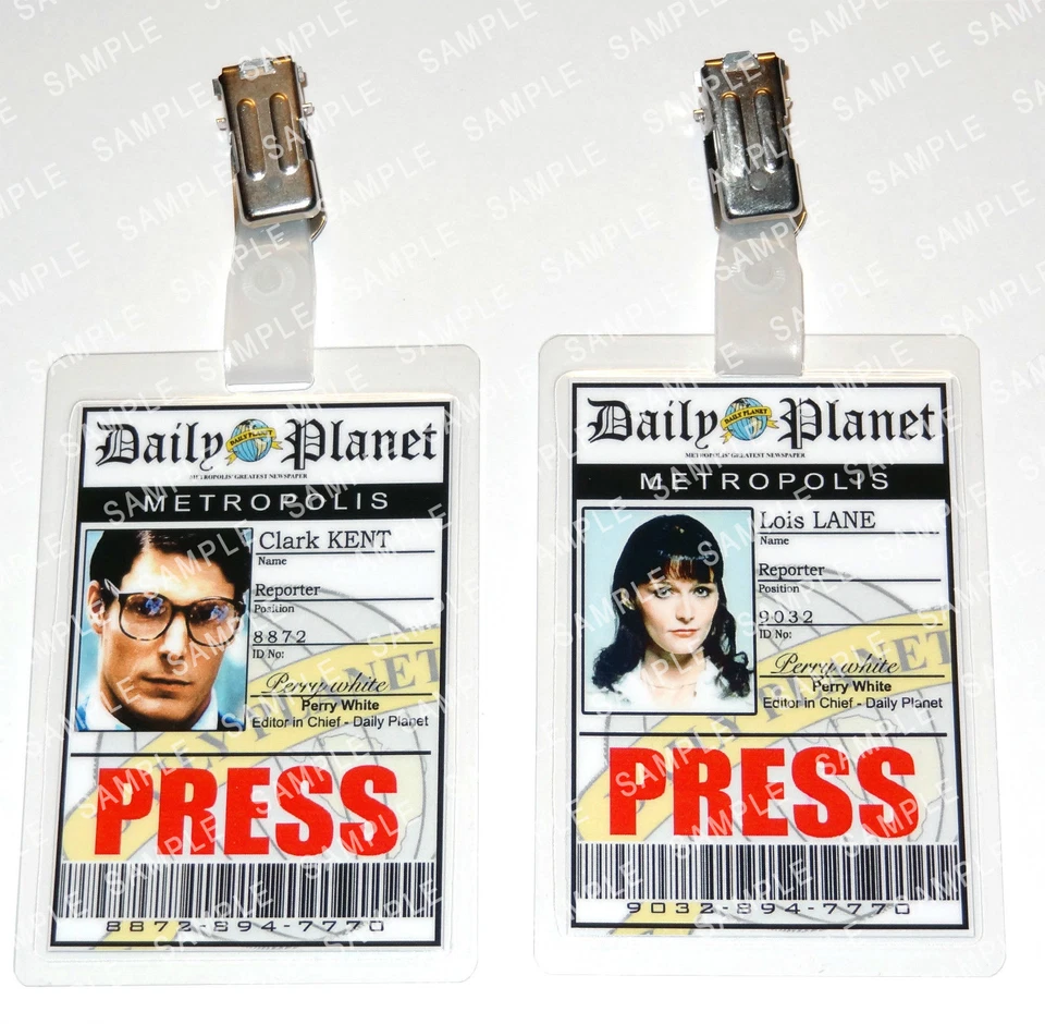 Superman Clark Kent Lois Lane Daily Planet Cosplay Costume Badge Christmas
