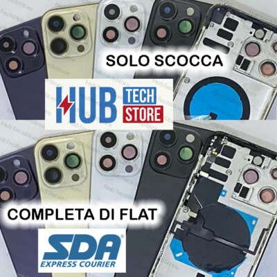 SCOCCA POSTERIORE BACK COVER+FRAME +FLAT COMPLETA PER IPHONE 14 PRO - 14 PRO MAX - Immagine 1 di 3
