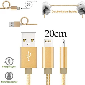 For Apple iPhone 5 6 7 8 X XR 11 12 Pro Max Mini iPad Charger Short Nylon Cable - Bild 1 von 4