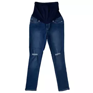 Times Two Umstandsjeans Ripped Skinny Full Panel Jeggings dunkelblau Gr. SM - Bild 1 von 4