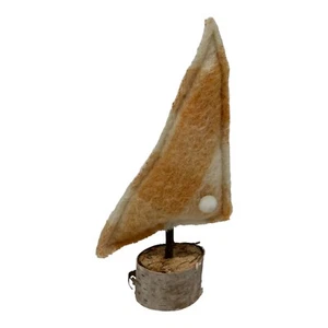 NEW Repurposed Handmade Small Wool Blanket Christmas Tree Birch Base - Picture 1 of 10