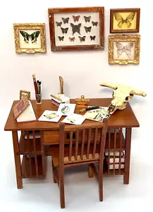 1:12 Scientist Wooden Table Desk Chair Dollhouse Miniature Furniture Accessories - Picture 1 of 15