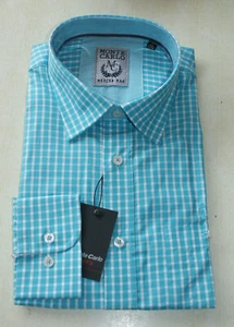 Chemise turquoise blanche neuve taille 4XL marque Monte Carlo étiquetée à 85€ - Imagen 1 de 1