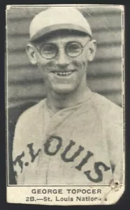1922 E121 CARAMELLO AMERICANO ~ GEORGE TOPOCER (TOPORCER) SCHEDA PUBBLICITARIA A PROVA DI ERRORE - Foto 1 di 2