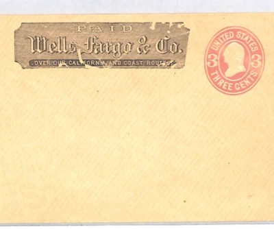 USA ADVERT Cover *WELLS FARGO* 3c Pink WASHINGTON Postal Stationery Unused XU80 - Image 1 of 4