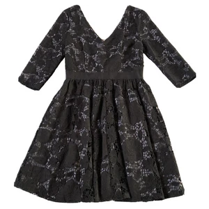 Victorias Secret Lace Coctail Dress Black Intricate Lined V Neck Womens Size  4 - Picture 1 of 9