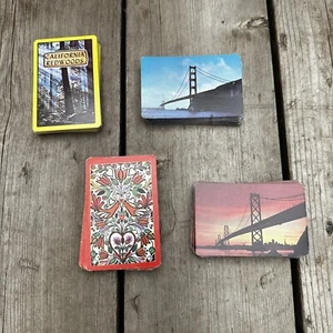 VINTAGE Lot 4 Decks Playing Cards Birds Bridges California Redwoods - Picture 1 of 7