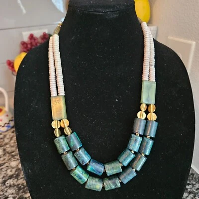 Collar DAVID AUBREY Cuentas Capas Magnesita Raro Hallazgo Foto 1 de 4