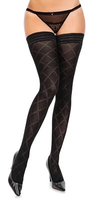 Glamory halterlose Strümpfe | Rauten-Muster | große Größen | Venus 50 DEN XXL - Bild 1 von 4