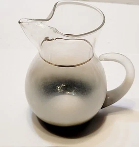 Vintage Charcoal Blendo Glass Juice Pitcher Platinum Band Black White 5.5" - Picture 1 of 8