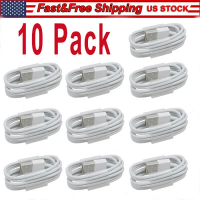 10-Pack USB Fast Charger Cable Charging Cord For iPhone 5 6 7 8 10 11 12 13 14 - Image 1 of 4