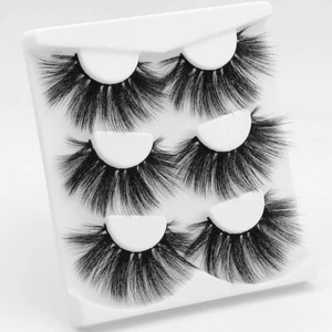 3 Pair 5D Real Mink False Eyelashes Fake Wispy Long Thick Cross Eye Lashes Soft - Picture 1 of 6