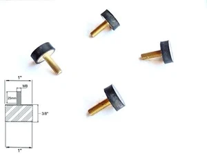 (4) M8 Adjustable Table Leveler Screw On Rubber Bumper Feet (1" x 3/8) 25mm Stud - Picture 1 of 1