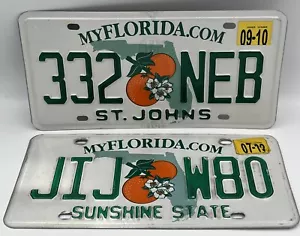 2 matrículas de Florida JIJ W80 Sunshine State y 332 NEB ST. Johns años 2010’s - Imagen 1 de 7