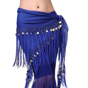 Belly Dance Triangle Hip Scarf With Gold Coins Tassel Wrap Dancing Skirt For ... - Picture 1 of 5