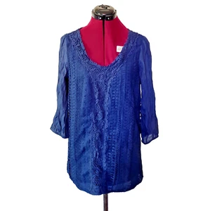 Simply Irresistible Damen mittelblau 3/4 Arm Oberteil Tunika Bluse - Bild 1 von 5