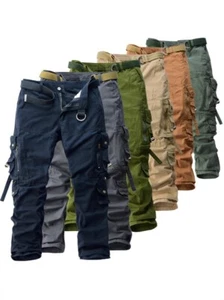 Herren Cargo Hose 100% Baumwolle Arbeitshose Tactical Combat Outdoor Wanderhose - Bild 1 von 14