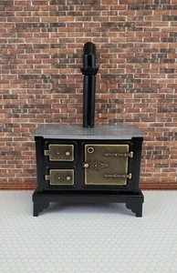 Dollhouse Miniature Kitchen Stove Oven Black Metal 1:12 Scale Vintage Style - Picture 1 of 4