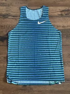 Nike Pro Elite Leichtathletik Distanz Singlet Blau Grün Größe Herren M Hergestellt in den USA - Bild 1 von 9