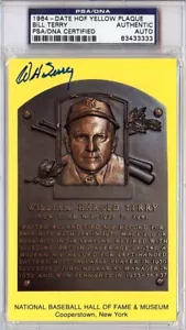 William Bill Terry Autographed HOF Plaque Postcard Giants PSA/DNA #83433333 - Picture 1 of 1