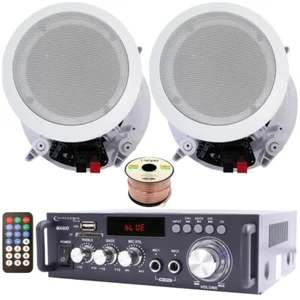 Home Theater System-2 Ch 600W Bluetooth Amplifier, 2 x 8" Ceiling Speakers, Wire - Picture 1 of 9