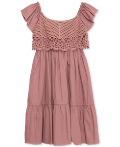Speechless Girls Crochet Babydoll Dress Mauve Size 10 - Picture 1 of 4