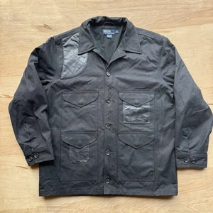 Vintage Polo Ralph Lauren 90s Waxed Oil Leather Hunting RRL Shooting Jacket Gr. L - Bild 1 von 17