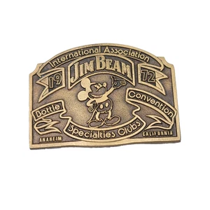 Vintage Jim Beam Belt Buckle 1972 Convention Anaheim Bottle Clubs Mickey Mouse - Picture 1 of 6