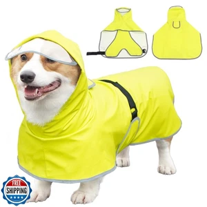 Dog Raincoat Hooded Slicker Poncho - Reflective Lightweight Pet Rain Jacket C - Picture 1 of 5