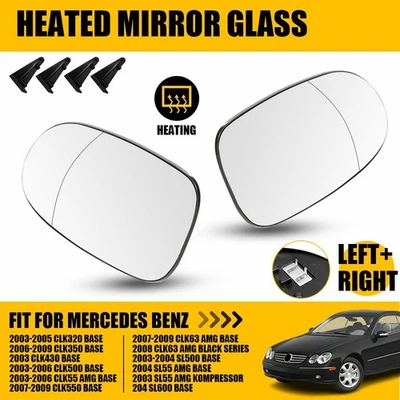 Espejo retrovisor lateral izquierdo+derecho de vidrio térmico para Mercedes Benz 2007-2009 base CLK550 Foto 1 de 4