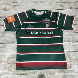 Leicester Tigers Rugby Shirt XXL Kukri Green Red White Home Top Holland Barrett - Picture 1 of 12